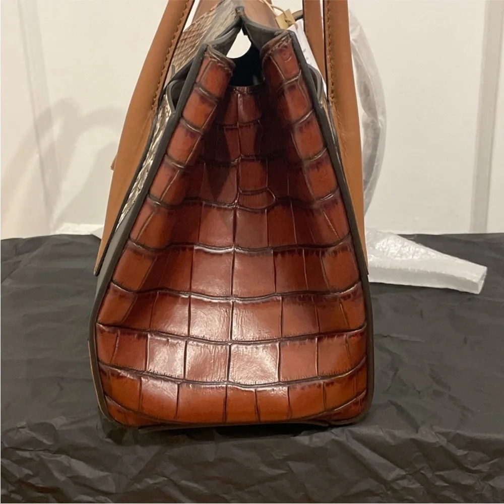 Rare RUNWAY MICHAEL KORS COLLECTION SNAKE-EMBOSSED SATCHEL.